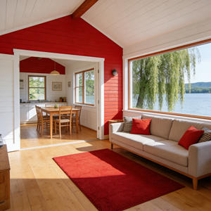 23.3 ㎡   Cabane de plage/à la bordure du lac rouge et blanche, entièrement meublée, avec balcon et vue panoramique - Product Image 3