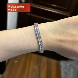 Bracelet Tennis en Argent Sterling S925, style <span class=keywords><strong>Rap</strong></span> Cubain, serti d'une rangée de Moissanite et de diamants, design 'Gang <span class=keywords><strong>Drill</strong></span>' - Product Image 3