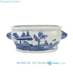 RYVM31-D Vases à <span class=keywords><strong>fleurs</strong></span> en porcelaine à motif paysager bleu et blanc <span class=keywords><strong>pour</strong></span> arrangements floraux – Vente en gros - Product Image 2