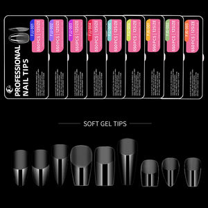 JIEYU PMMA Capsules d'ongles artificiels longs en acrylique transparent, couvrance complète ou partielle, formes amande, française et cercueil, pour usage professionnel - Product Image 4