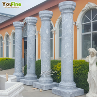 Colonne romaine en marbre blanc sculptée à la main YouFine Luxury avec chapiteau corinthien pour la décoration extérieure de jardin, maison, villa