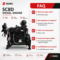 Mesin Diesel SCDC Shanghai Diesel SDEC Seri SC8D 180kW 6 Silinder Turbocharged untuk Mesin Konstruksi
