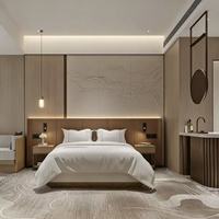 Ensemble de meubles de chambre d'hôtel de style chinois, panneau mural en placage de bois, sur mesure pour projet hôtelier