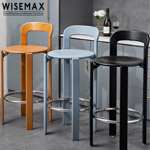 WISEMAX FURNITURE Modern Living Room Furniture High bar Stool <strong>Black</strong> Wood Frame Restaurant bar <strong>Chair</strong> Without <strong>Arm</strong> - Product Image 4