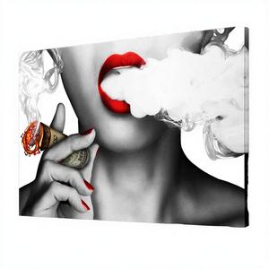 Pósteres <span class=keywords><strong>de</strong></span> Mujer Sexy con Cigarros y Dinero, Labios Rojos, Estilo Art Deco, Impresiones en Lienzo, Arte para Pared del Hogar - Product Image 3
