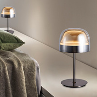 Lampe de table rétro américaine en métal doré, lampe d'intérieur de lecture personnalisée, abat-jour en verre transparent, lampe de table
