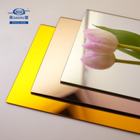 Plaque de miroir en PS or et argent de 0,5 mm à 5 mm, vente en gros, 4x8 pieds, légère, 1220x2440 mm, feuille de miroir en plastique GPPS