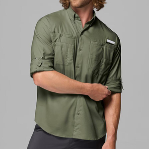 <span class=keywords><strong>Camisa</strong></span> de Pesca y Senderismo de Manga Larga para Hombre, Protección UV UPF 50, Color Sólido, Poliéster Personalizado, MOQ Bajo - Product Image 1
