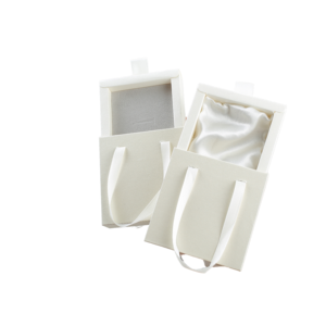 Boîte à bijoux de luxe personnalisée avec logo, en carton, avec ruban, pour ranger les bracelets, avec tiroir coulissant et poignée, emballage pour bijoux - Product Image 2