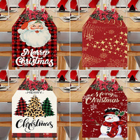 Nappe de Noël LINGKAI en lin imprimé, chemin de table pour la table à manger à la maison, décorations de table