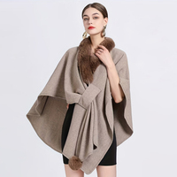 Nouvelle collection automne/hiver : Écharpe longue en acrylique pour femme, châle, cape, cardigan tricoté avec bordure en fourrure et pompons, style musulman – Meilleure vente en direct