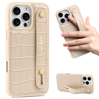 Étui de téléphone personnalisé OEM en cuir microfibre grain alligator de luxe pour 17/18 Pro Max, étanche et antichoc, avec logo estampé à chaud