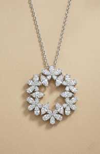 Pendentif en diamant de laboratoire poire et marquise en or blanc 14 carats, design délicat et minimaliste en couronne florale, clarté VVS2, collier cadeau - Product Image 4