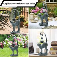 Neues Design Harz-Katzen-Skulptur mit Solar-Laterne Handgefertigt & Handbemalt