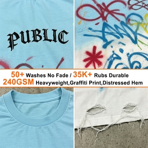 Fabricante de Camisetas de Marca Privada, Camiseta Holgada con Estampado Serigrafiado Personalizado, Estilo Urbano, Graffiti, Degradado de Color para Hombre - Product Image 2