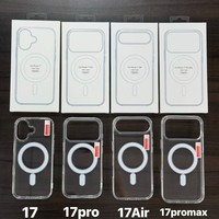 Étui de protection rigide magnétique transparent en acrylique de luxe OKHOPE pour iPhone 17 Pro Max 16 14 Plus avec protection d'appareil photo et boîte de vente au détail