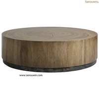 Table à thé d'extérieur haut de gamme, faite à la main, moderne, patinée, portable, plateau en chêne brun foncé, pour hôtels, parcs, appartements, villas