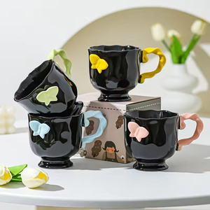 Personalized Design Three-Dimensional Butterfly Luxury Multi Color Food Safe Ceramic Coffee Mug 301-400ml Sustainable Wedding - Product Image 2