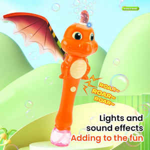 Machine à bulles d'été pour l'extérieur, baguette à bulles en forme de dragon volant orange et vert avec lumière et musique pour les fêtes à la plage et au parc - Product Image 4