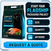 Sachet Doypack Portable Format Voyage pour Aliments pour Chats, Friandises et Snacks, avec Bec Verseur, Refermable Ziplock, Anti-humidité, en Mylar