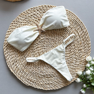 Women 2 Piece Bandeau Bikini Set Gold Starfish Decor Knot Front Spaghetti <strong>Strap</strong> Swimsuit Summer Beach <strong>Bathing</strong> <strong>Suit</strong> Wholesale - Product Image 4