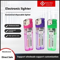 Briquet jetable à flamme nue à double élément Grand briquet classique en ABS épais pour la maison avec logo imprimé pour la publicité