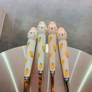 Cartoon Carrot Rabbit Portable Cutlery Stainless Steel Chopsticks <b>Spoon</b> <b>Fork</b> <b>Set</b> For Student Outdoor Travel - Product Image 3