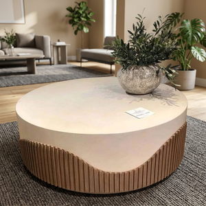 Modern Scandinavian Teak Round Coffee Table Handmade Eco-Friendly Living <b>Room</b> Furniture - Product Image 2
