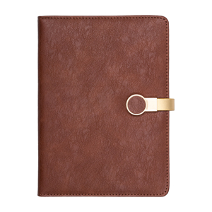 Carnet de notes en cuir texturé gris Aurelux avec fermeture à anneau doré gravé au laser pour la planification quotidienne professionnelle et les tâches de bureau - Product Image 3