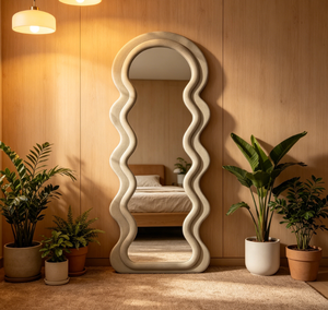 Tendencia 2025 – ¿Qué es lo que hace especial este espejo de cuerpo entero de lujo estilo Art Deco? Marco de Terciopelo Hecho a Mano, Ecológico e Irrompible para Pared - Product Image 5