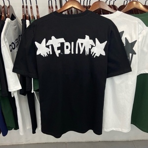 เสื้อยืดผู้ชายทรงโอเวอร์ไซส์ คอตตอน 100% แบบดรอปชิปปิ้ง 260GSM สกรีนลายปักลูกปัด สไตล์สตรีทแวร์ ไหล่ตก - Product Image 5