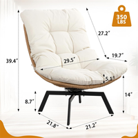 Haute qualité 360 °   Fauteuils de salon rotatifs pour patio, chaise pivotante en rotin tressé pour salon, chambre, jardin, balcon