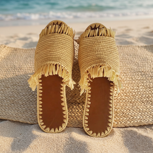 Handmade Straw Raffia Outdoor Slippers Open Toe Breathable Summer Women Girls Slide Sandals - Product Image 2