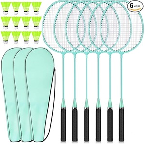 Vente en gros de 6 raquettes de badminton personnalisées, durables et de haute qualité, en acier et fer, pour entraînement de match à usage promotionnel - Product Image 1