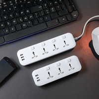 Regleta de Enchufes Universal para Escritorio Sudáfrica, con Protección Contra Sobretensiones, Enchufes UK, EU, US, SA, 2 Puertos USB, 1 Puerto Tipo-C, 4 Tomas de Corriente, 110-250V, 2m, Plástico