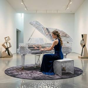 Piano à queue professionnel pour galerie d'art, transparent, conforme aux normes CE, RoHS, Reach, forme unique, piano à queue en cristal pour événements - Product Image 5