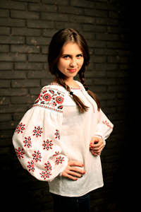 Chemise coréenne brodée pour amour, pavot rouge, Style coréen, tendance, tenue de fête décontractée, Top, Style Folk, Festival, été - Product Image 2