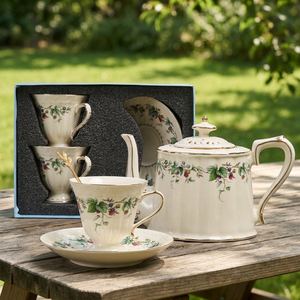 Services à café et à thé en céramique créatifs et abordables – Tasses et assiettes uniques pour le thé de l'après-midi, tasses à café et soucoupes - Product Image 4