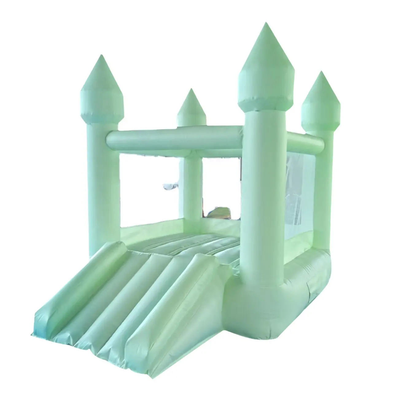 Inflatable white mini castle in door inflatable PVC tarpaulin New style mint green material inflatable bouncer