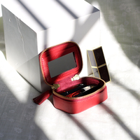 Étui pour rouge à lèvres vintage fait à la main avec pompon étui pour rouge à lèvres avec fermeture éclair étui pour rouge à lèvres miroir pour dame