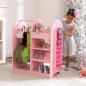 Stazione di Travestimento in Legno per Bambini, Organizzatore di Vestiti, Arredo con <span class=keywords><strong>Appendiabiti</strong></span> e Specchio - Product Image 3