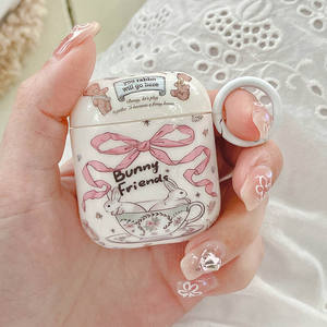 <span class=keywords><strong>Funda</strong></span> coreana bonita con lazo rosa para auriculares de conejo para <span class=keywords><strong>Apple</strong></span> para <span class=keywords><strong>AirPods</strong></span> 4 Pro, <span class=keywords><strong>Funda</strong></span> brillante, conejito, amigos, dibujos animados de plástico - Product Image 1