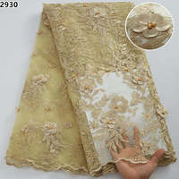 Tissu en dentelle française brodée de luxe 2930, fait main, perlé, rose poudré, dernière collection 2022, tissu en dentelle filet africain nigérian pour soirée