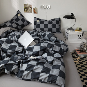 Simple Roca hommes Plaid Stripe Style non imprimé quatre pièces ensemble de literie coton ponçage <span class=keywords><strong>housse</strong></span> de couette trois pièces drap de lit pour la maison - Product Image 6