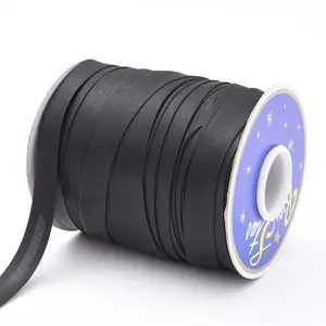 Wholesale Black Fold Over Elastic Ribbon Binding Bias Tape for Clothing Cotton Webbing Strap