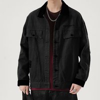 Veste en jean personnalisée OEM pour homme, denim gris délavé, col contrastant, coupe décontractée, boutonnée, vêtement de travail, vêtement d'extérieur