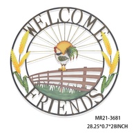 Décor de maison de ferme bon marché métal rondeur galvanisé bienvenue à des amis Art mural pour la maison