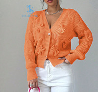 Cárdigan de Punto Elegante para Mujer con Cuello en V y Lazo, Suéter de Manga Larga con Botones y Tejido Acanalado, Jersey Casual de Moda para Otoño e Invierno