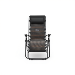 Chaise longue zéro gravité pliable en rotin, structure en aluminium, mobilier de patio extérieur, design moderne et contemporain, marron gris clair - Product Image 1