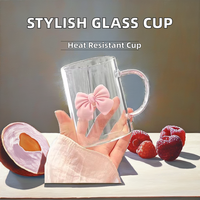 Poignée de tasse en verre carrée classique simple paille à boire résistante aux hautes températures personnalisable pour l'emballage de boîte de tasses à café